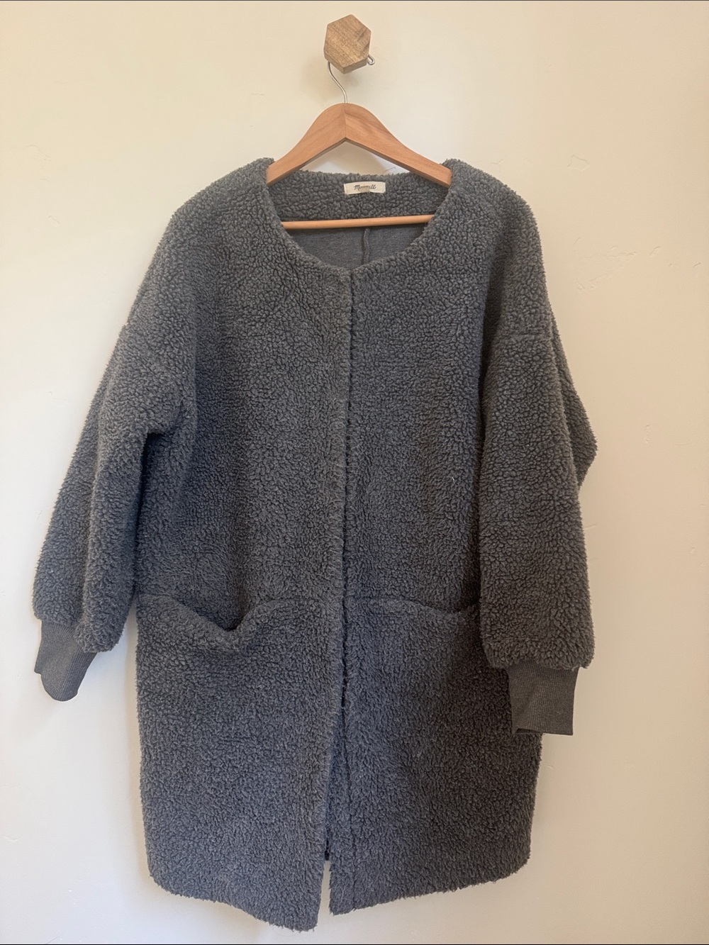 Madewell Gray Teddy Sherpa Coat